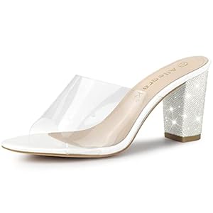 fotografía de visita la tienda de allegra k allegra k sandalias transparentes con tacon grueso brillantina para mujeres