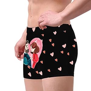 fotografía de beokeuioe calzoncillos tipo boxer personalizados divertidos para el dia de san valentin de algodon transpirables y comodos.