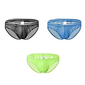 imagen de visita la tienda de baronhong baronhong  calzoncillos cortos para hombre ropa interior sexy de malla a rayas calzoncillos transparentes