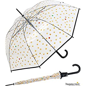 fotografía de happy rain emoticon   paraguas transparente con impresion automatica de sonrisa rojo 99 cm paraguas automatico